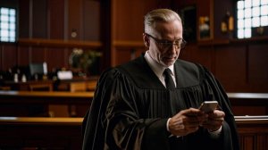 На экране смартфона появилось лицо председателя суда Гусака Льва Абрамовича...