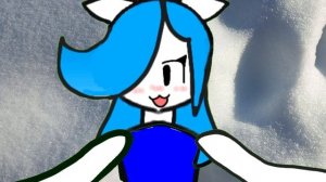 Юни лежит в снегу и кайфует от этого