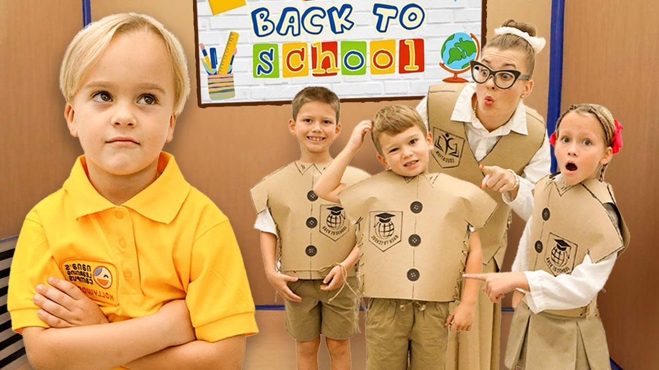 Приключение в картонной школе для детей. смотреть онлайн