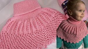 Ажурная манишка спицами🧶 Можно связать на любой размер 🧶