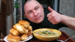 Мукбанг/обжорыч/Супец с лапшой и Сосиска в тесте/