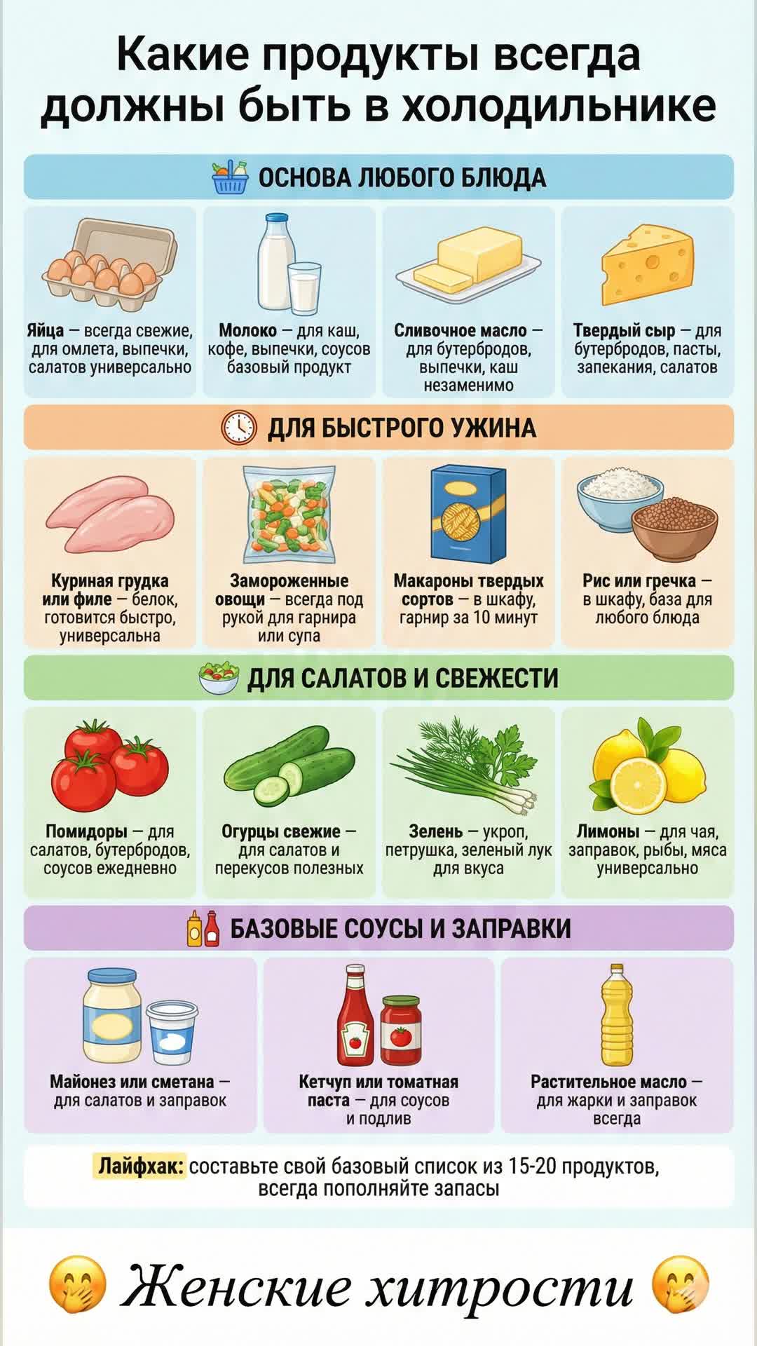 Продукты, которые всегда должны быть в холодильнике Продукты, которые всегда должны быть в холодильнике
