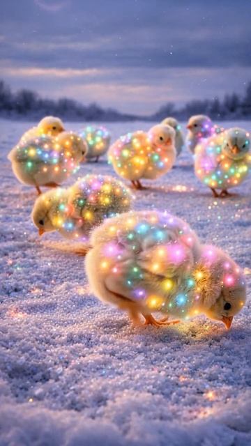 Светящиеся цыплята! #kids #детям #цыплята #зима #новыйгод #cute #chicks #animals #winter