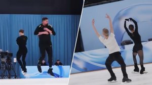 Первый канал показал кадры тренировки фигуристов перед чемпионатом РФ по прыжкам.