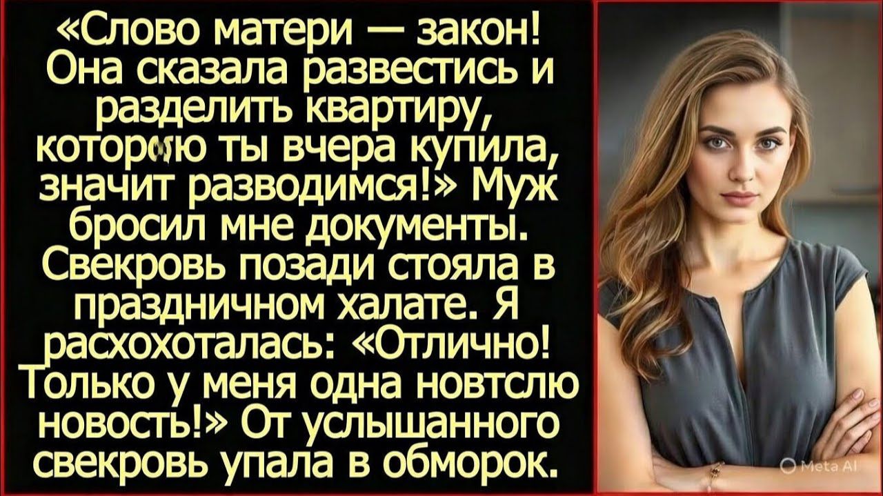 Слово матери закон! Она сказала развестись и разделить квартиру!| Реальная история|Жизненная история