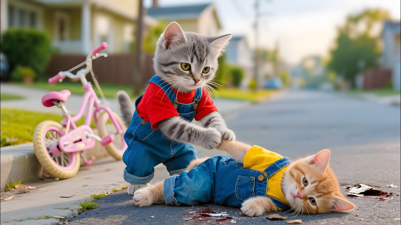 Мультики для детей, котик помогает своему другу который попал в беду/видео про котиков смотреть онлайн