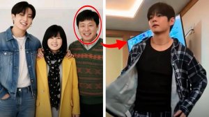 В отличие от Чимина, Тэхёна встречать вышли оба улыбающиеся родители Чонгука!