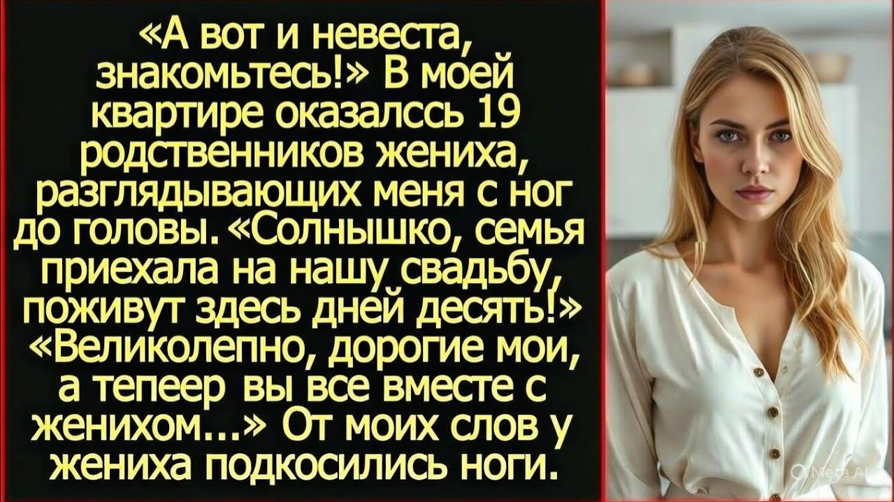 Солнышко, семья приехала на нашу свадьбу, поживут у тебя дней десять! | Реальная история