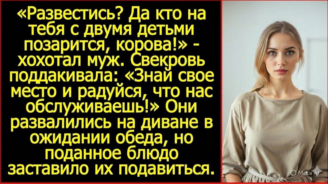 «Развестись? Да кто на тебя с двумя детьми позарится, корова!» хохотал муж. | Реальная история