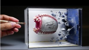 Побег бейсбольного мяча-мутанта из лаборатории. Диорама из полимерной глины и ПВХ пластика.