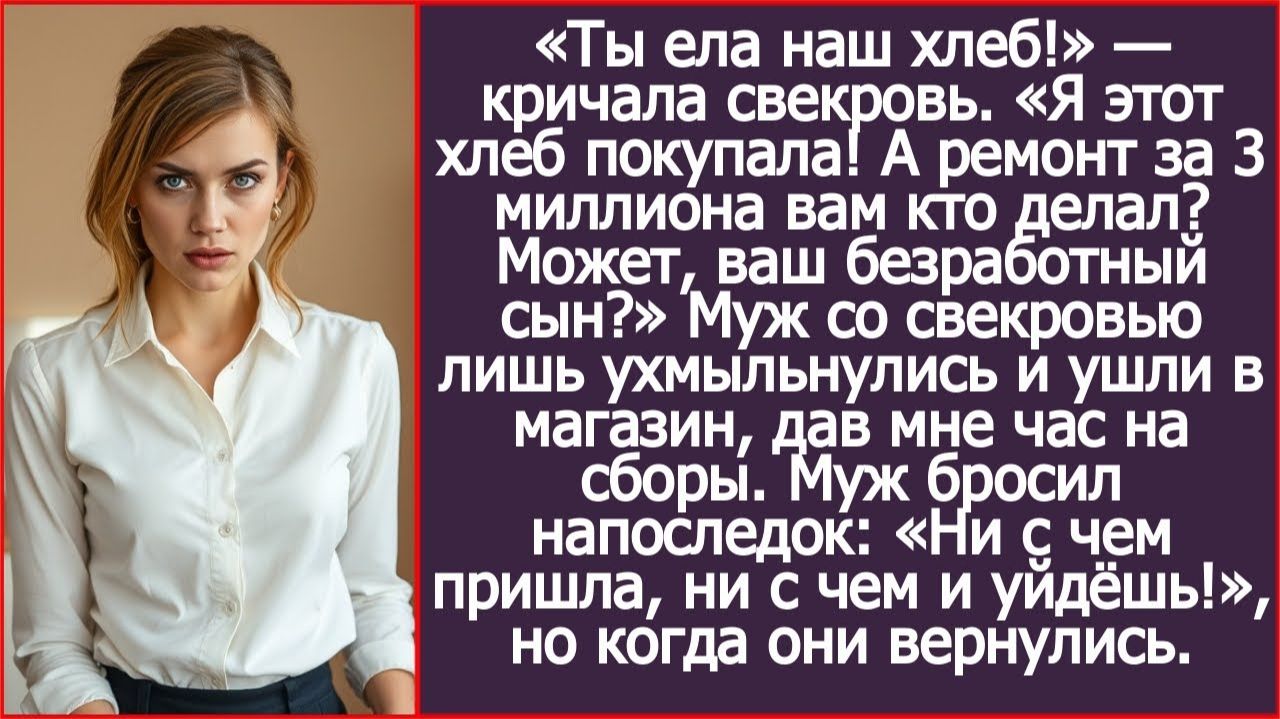 «Ты ела наш хлеб!» — кричала свекровь. «Я этот хлеб покупала!» | ИСТОРИИ ИЗ ЖИЗНИ | АУДИО РАССКАЗЫ смотреть онлайн