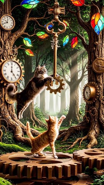 The Clockwork Forest Whispers / Заводной лес шепчет #shorts #cat #kitten #веселыекоты #веселыекоты смотреть онлайн