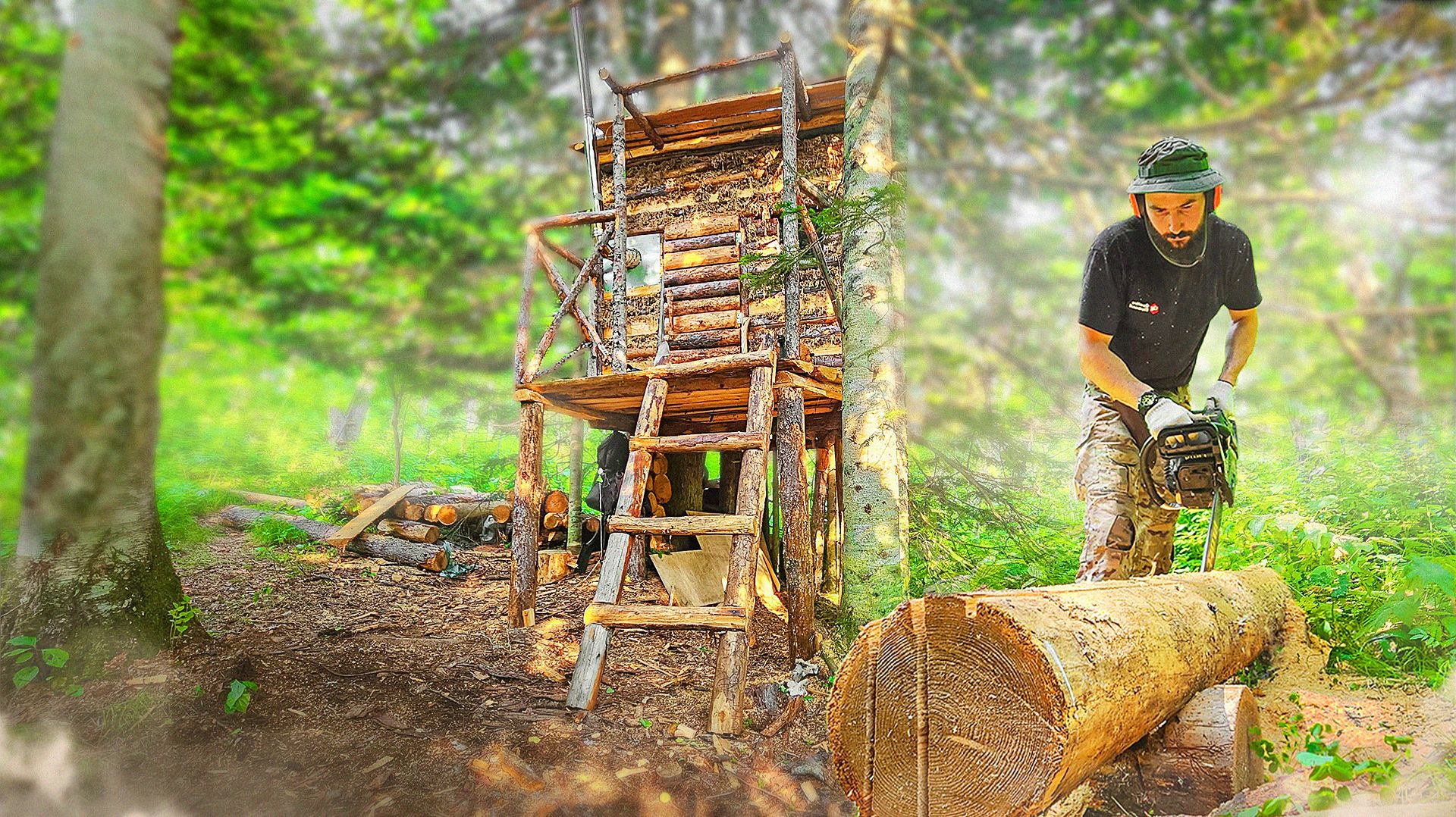 УШЕЛ В ЛЕС и СТРОЮ ДОМ МЕЧТЫ в ГЛУХОМ ЛЕСУ СВОИМИ РУКАМИ - БАЛКОН в ДОМ НА ДЕРЕВЕ смотреть онлайн