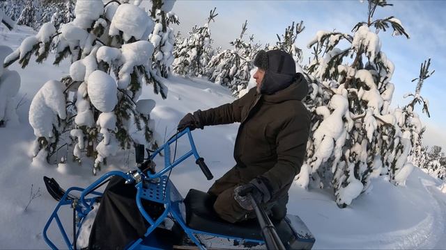 Снежный плен! Снегоход Альбатрос едет по кайфу! По глубокому пухлому снегу прокатился от души! смотреть онлайн