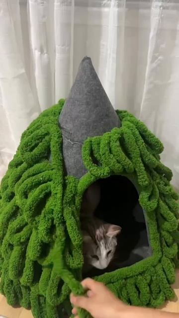 DIY елочка из кошачьего домика