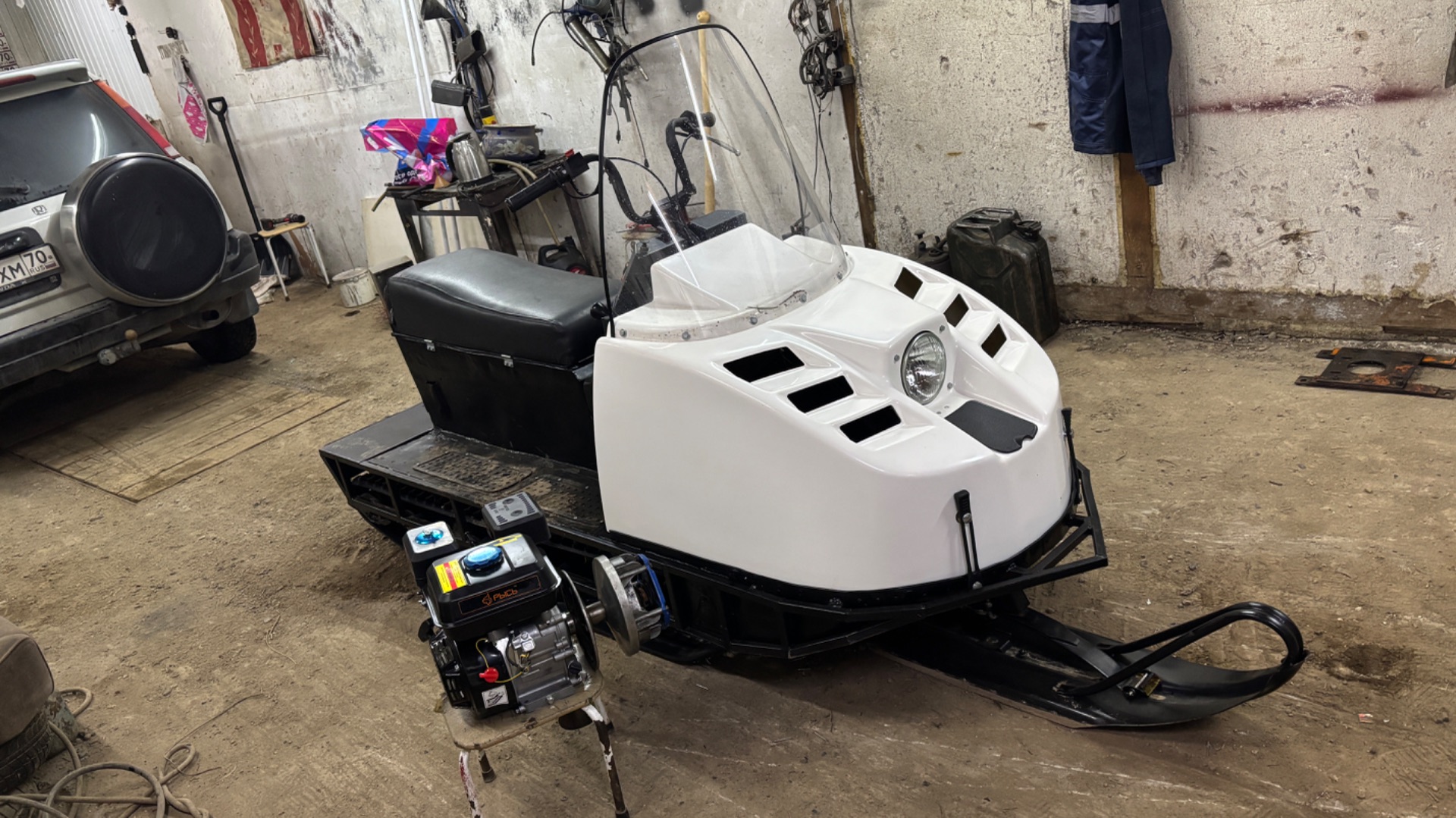 Установка двс от мотоблока 7 лс на буран.