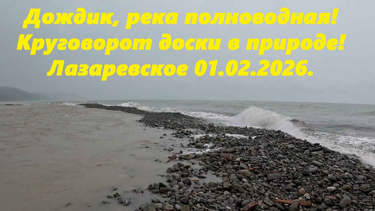 Псезуапсе разлилась, круговорот доски и дождик! Лазаревское 01.02.2026. смотреть онлайн