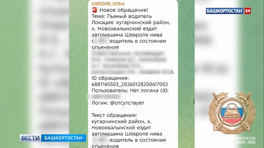 В Кугарчинском районе Башкирии поймали пьяного водителя благодаря сообщению в чат-бот ГАИ смотреть онлайн