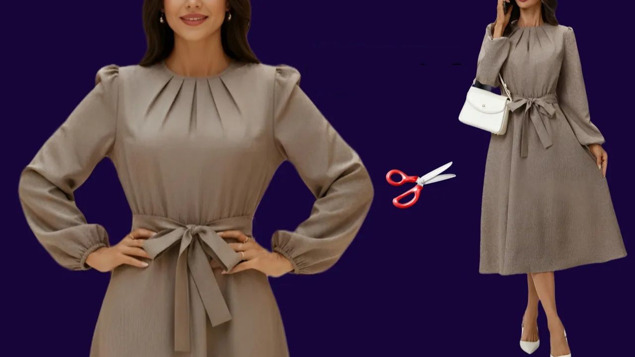 Создание выкройки элегантного платья.Направление долевой на выкройке/ урок по плиссированному вырезу смотреть онлайн