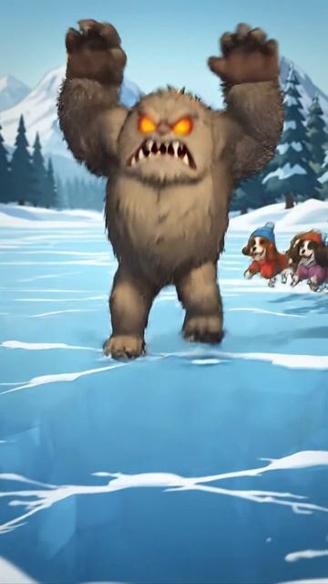 Умная Салфетка и снежный монстр погоня на упряжке по льду!