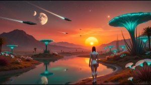 Научно-фантастический пейзаж с атмосферной музыкой для медитации и релаксации.