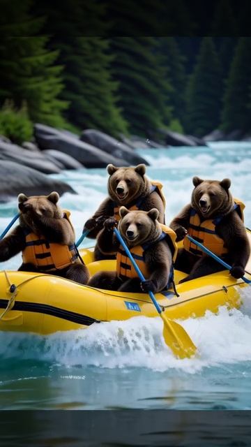 Медведи и река.