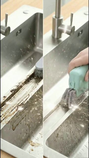 Чистка кухонной раковины - обычная щётка vs SANLEXKO смотреть онлайн