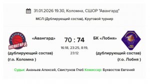 КОЛОМНА-ЛОБНЯ  70:74 31.01.2026 МСЛ (Коломна)