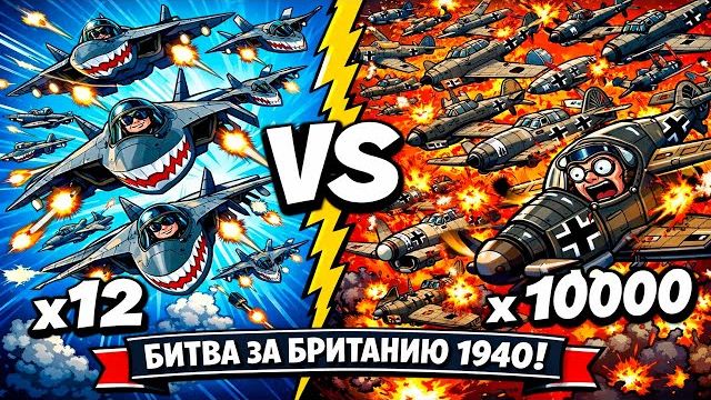 ЧТО ЕСЛИ ЭСКАДРИЛЬЯ Су-57 против 1000 САМОЛЁТОВ ЛЮФТВАФФЕ? Воздушная битва за БРИТАНИЮ 1940! смотреть онлайн
