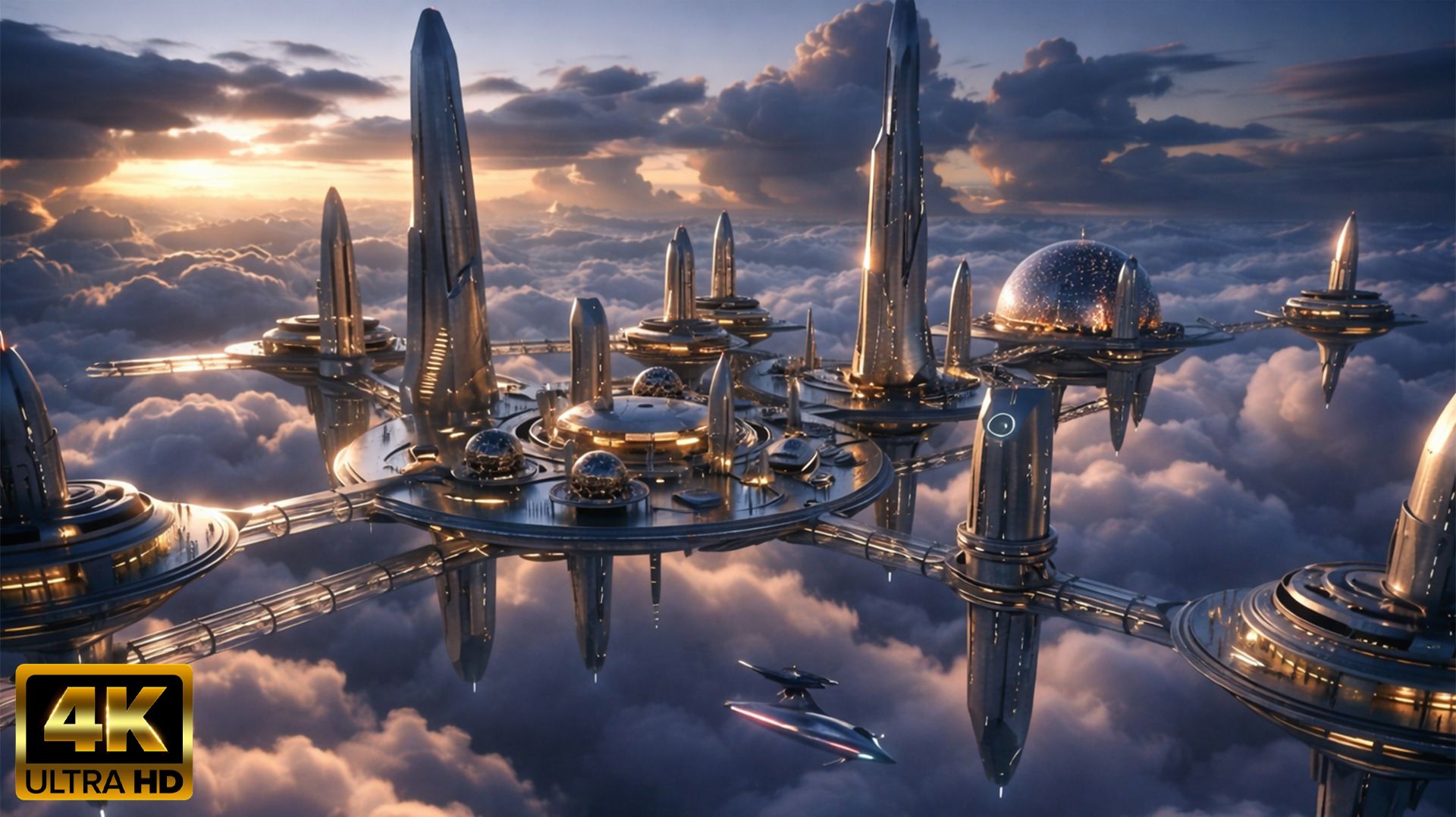 Серебряные горизонты и неоновые реки  Часть II. Космическая научно-фантастическая атмосфера 4K 
