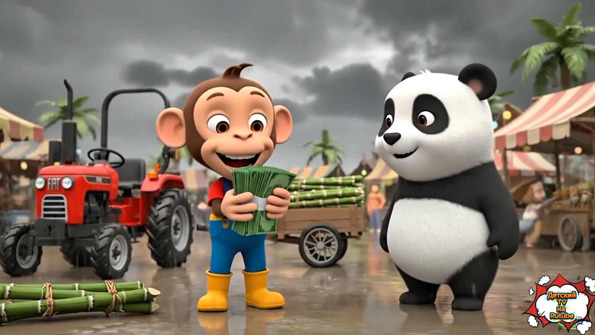 Обезьянка и утки 🐒🦆 приключение на ферме у реки | Мультфильм для детей смотреть онлайн