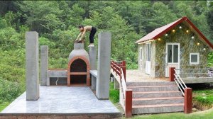 Сооружаю крупногабаритную дровяную печь с дымоходом. Пол на кухне выложила плиткой. Серия 10. Ли Фук