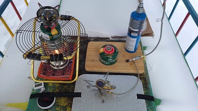 Испытание горелок и нагревателя на морозе Часть 2 Улица -22