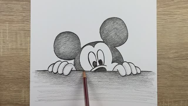 Как шаг за шагом нарисовать мультяшного персонажа Микки Мауса простым карандашом смотреть онлайн
