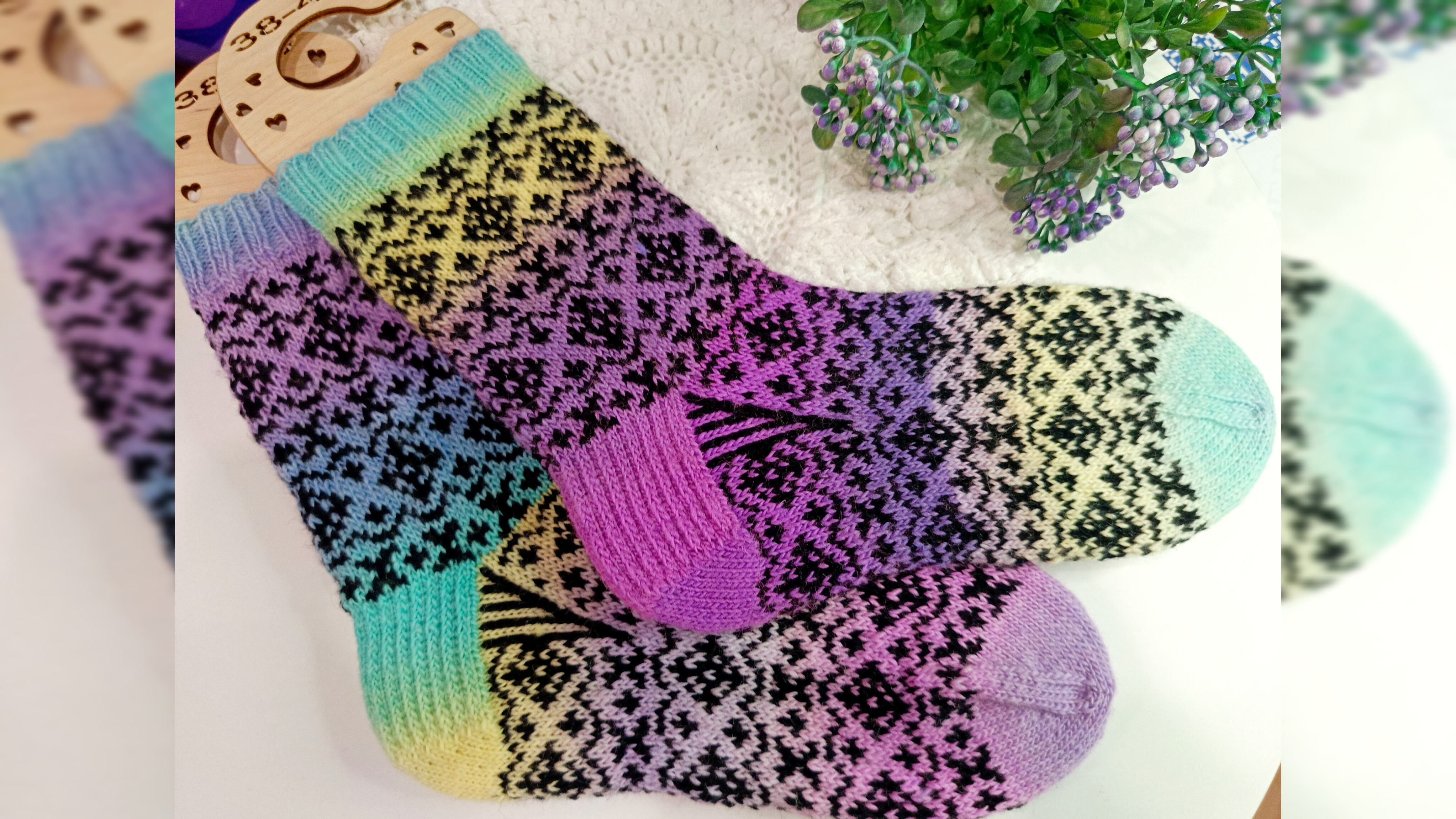 Носки с жаккардом 🧦❣️Мастер класс. 1 часть. смотреть онлайн