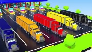 Разноцветные Грузовики и Шарики Мультики для детей и Малышей