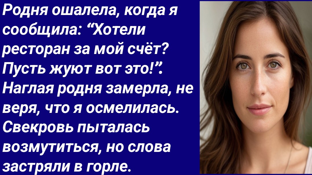 Истории со Смыслом/Родня ошалела, когда я сообщила: “Хотели ресторан за мой счёт?../Аудиорассказ