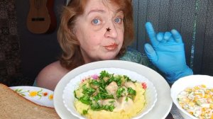 МУКБАНГ Салатик "ФАЛЬШИВЫЙ КРАБ" и Пюре с ЧЕМПИОНАМИ! Что ЖЕ я ПРЯЧУ на Самом ДЕЛЕ?!