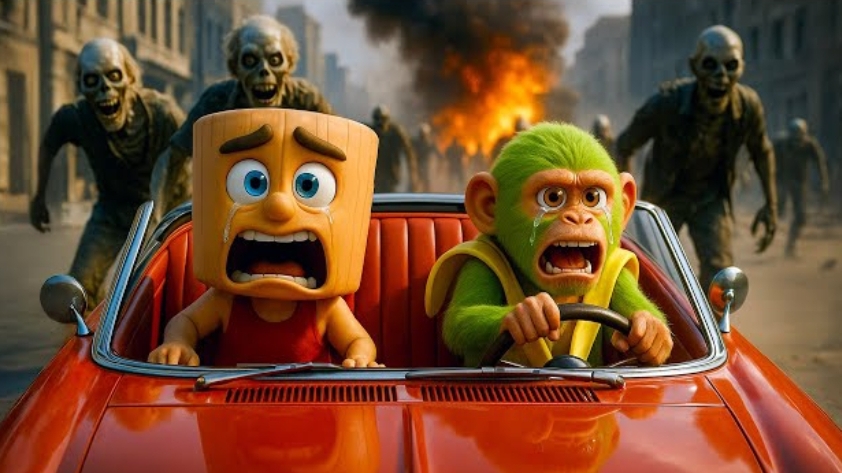 Тунг Тунг Сахур и шимпанзе Бананини преследуются зомби. смотреть онлайн