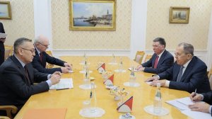 С.В.Лавров в ходе переговоров с генсекретарем ОДКБ Т.Ш.Масадыковым, Москва, 2 февраля 2026 года