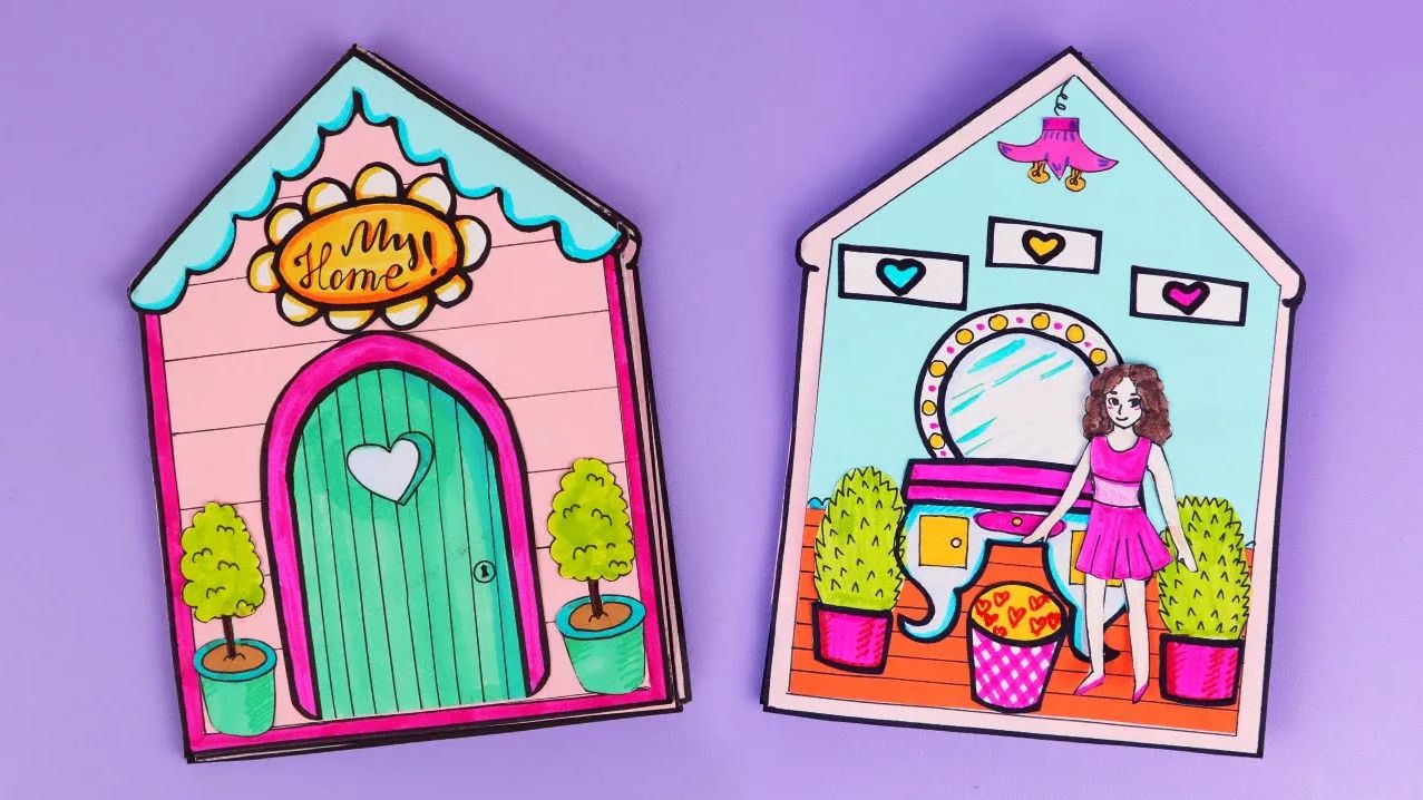 🌷DIY ОРИГАМИ🌷 РАСКЛАДНОЙ ДОМИК 3D с мебелью из бумаги 🌷 / Как сделать бумажный дом своими руками смотреть онлайн