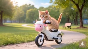 Котики и велосипед