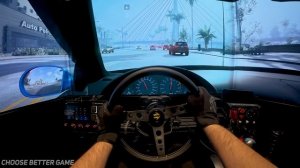 Геймплей CarX Street с использованием руля и трёх мониторов