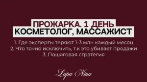 Прожарка. 1 день. Косметолог, массажист. Лапа Нина / Lapa Nina