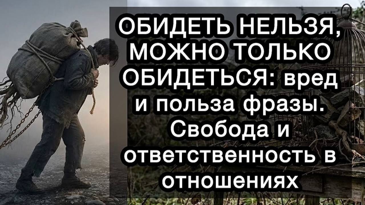 ОБИДЕТЬ НЕЛЬЗЯ, МОЖНО ТОЛЬКО ОБИДЕТЬСЯ: вред и польза фразы. Свобода и ответственность в отношениях смотреть онлайн