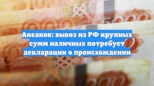 Аксаков: вывоз из РФ крупных сумм наличных потребует декларации о происхождении