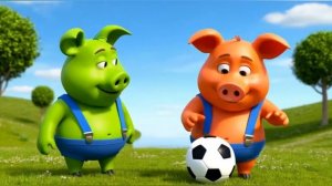 Мультики для детей Два поросёнка Two funny pigs, one green and the other orange.