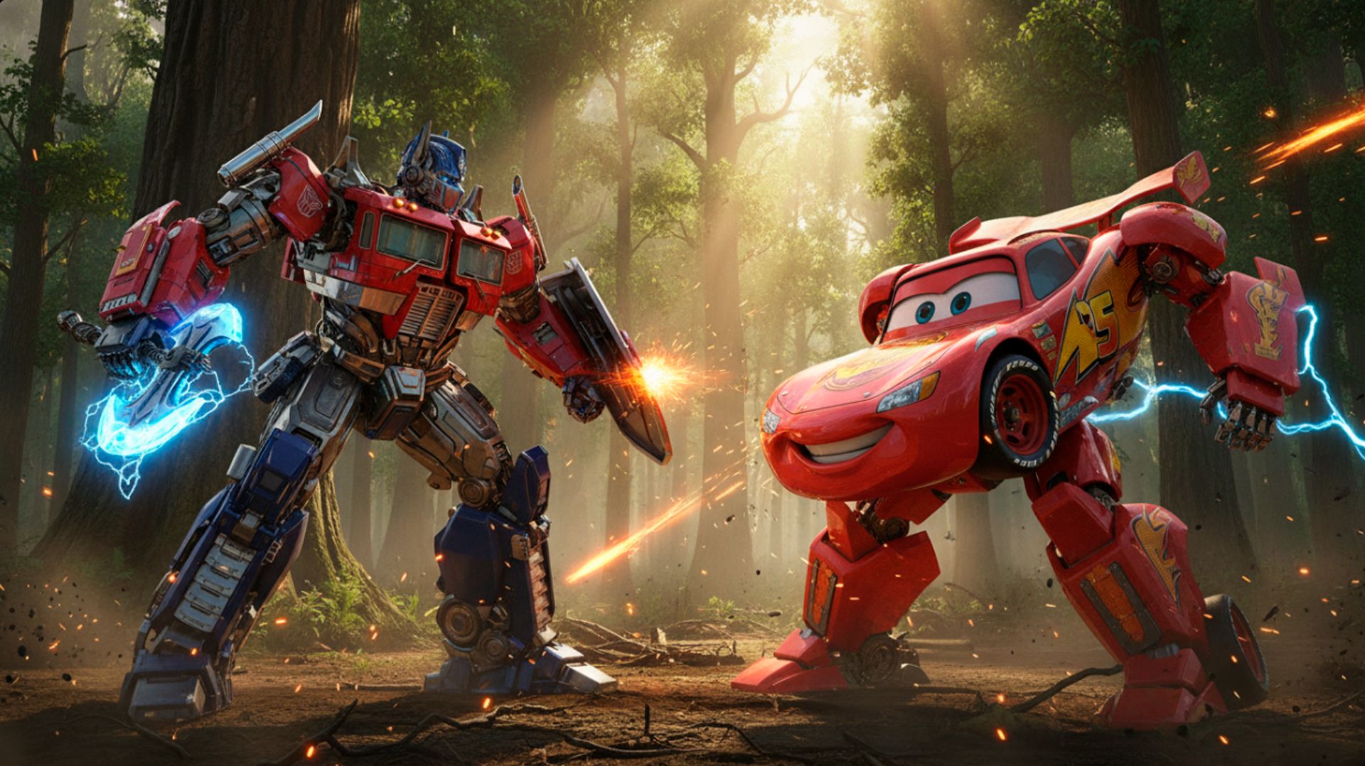 Оптимус Прайм против молнии Маквина! Эпичная битва! BeamNG.Drive смотреть онлайн