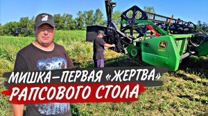 С озимым рапсом ВСЁ. А Лёхин лафет не выдержал или как впятером жатку на T-шку вешали...