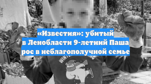 «Известия»: убитый в Ленобласти 9-летний Паша рос в неблагополучной семье